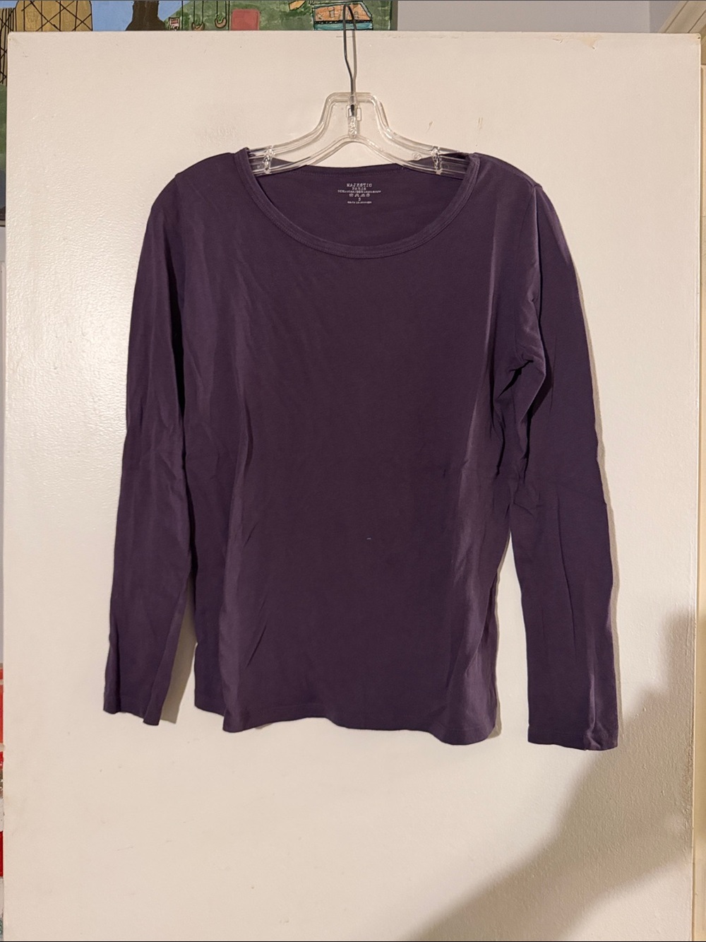 Majestic purple long sleeve tee cotton/cashmere